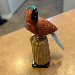 Stone Parrot Figurine - Decorative Bird Accent